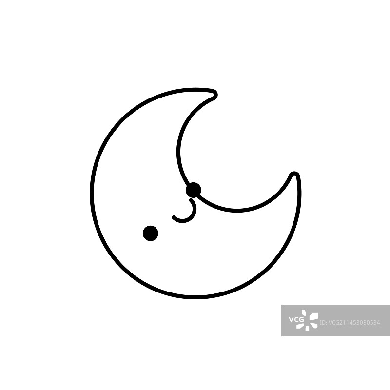 可爱微笑的新月卡通形象图标图片素材