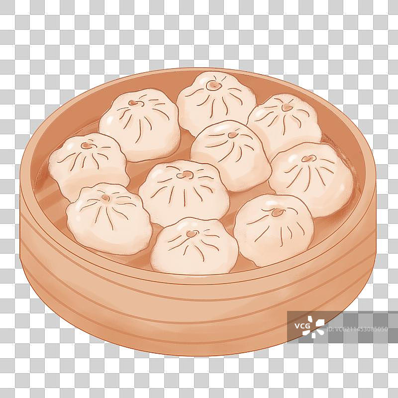传统美食小笼包手绘插画元素图片素材