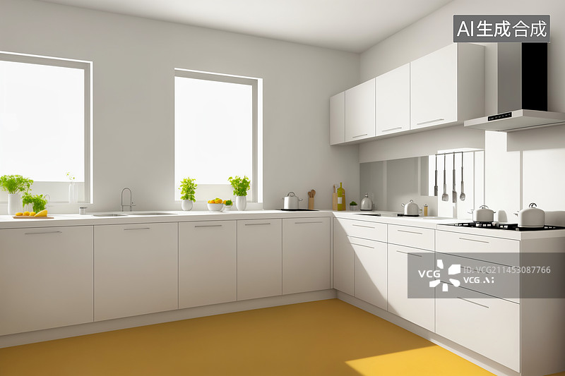 【AI数字艺术】简约厨房空间图片素材