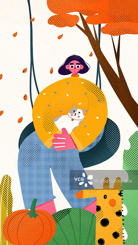 秋天在户外荡秋千图片素材