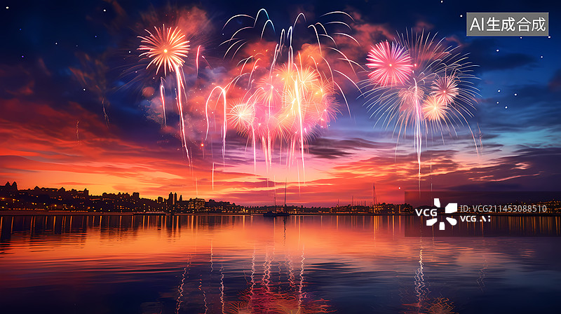 【AI数字艺术】节日烟花插画图片素材