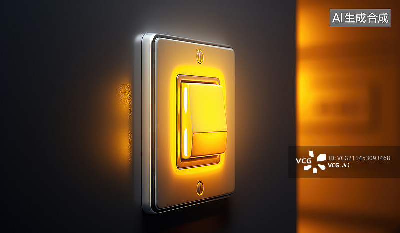 【AI数字艺术】灯光开关的三维立体标识图片素材