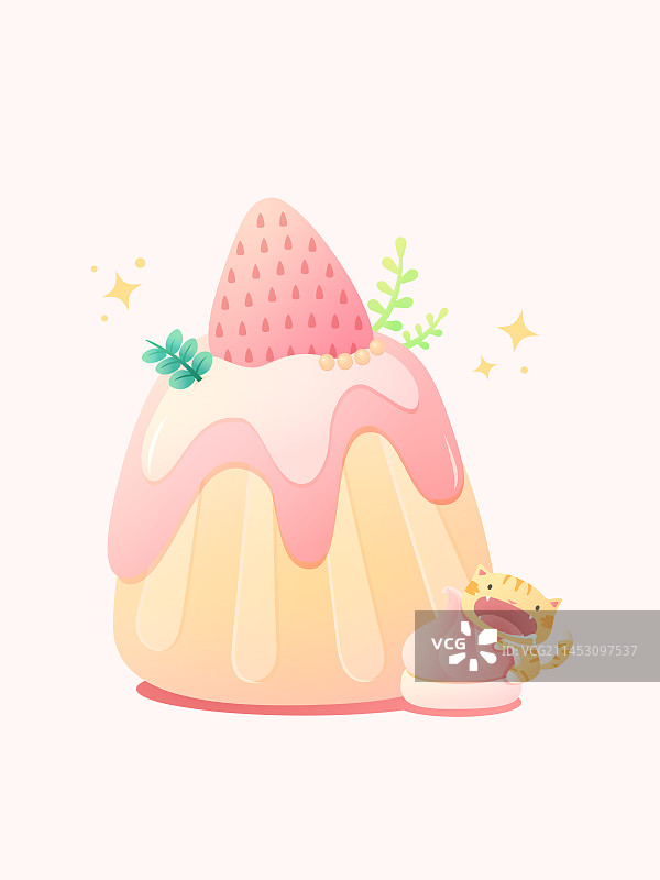 甜品-芝士草莓蛋糕图片素材