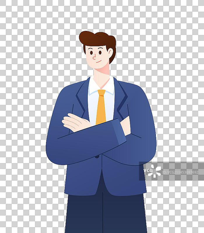 抱着胳膊的商务男士插画元素图片素材