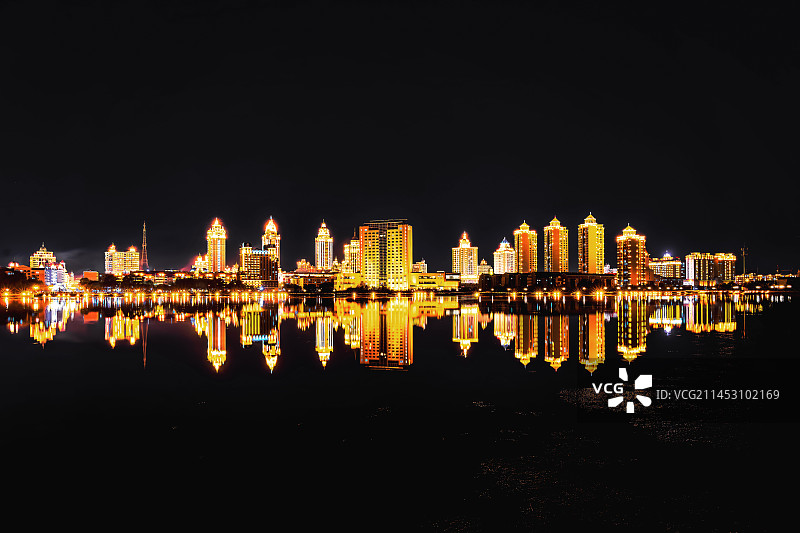 满洲里城市夜景图片素材