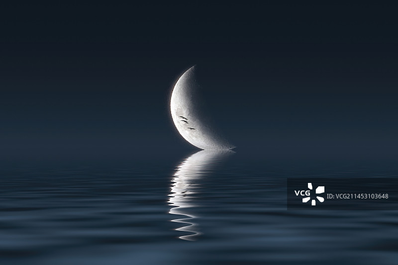 月亮的倒影图片素材