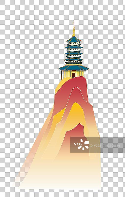 雷峰塔国潮山川矢量插画图片素材