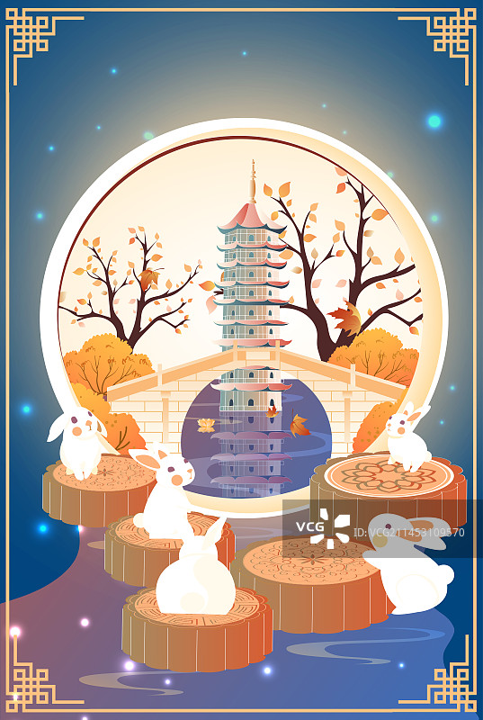 苏州秋天的枫桥北寺塔矢量插画图片素材