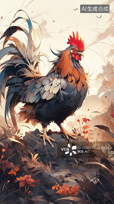 【AI数字艺术】十二生肖鸡年图片素材