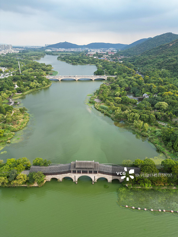 航拍无锡长广溪石塘桥图片素材