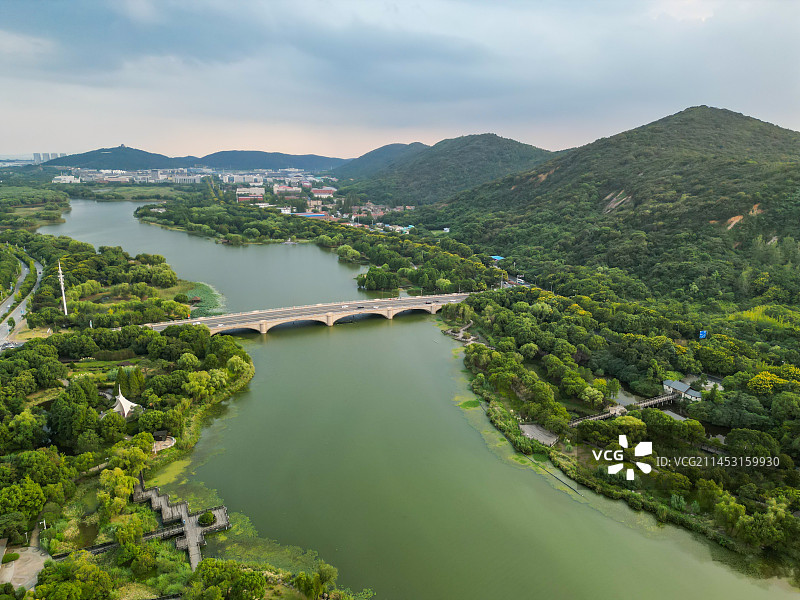 航拍无锡长广溪公园图片素材