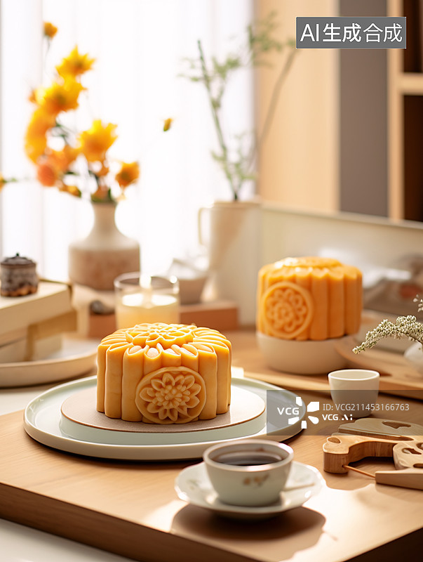 【AI数字艺术】中秋节传统糕点月饼,传统节日美食图片素材