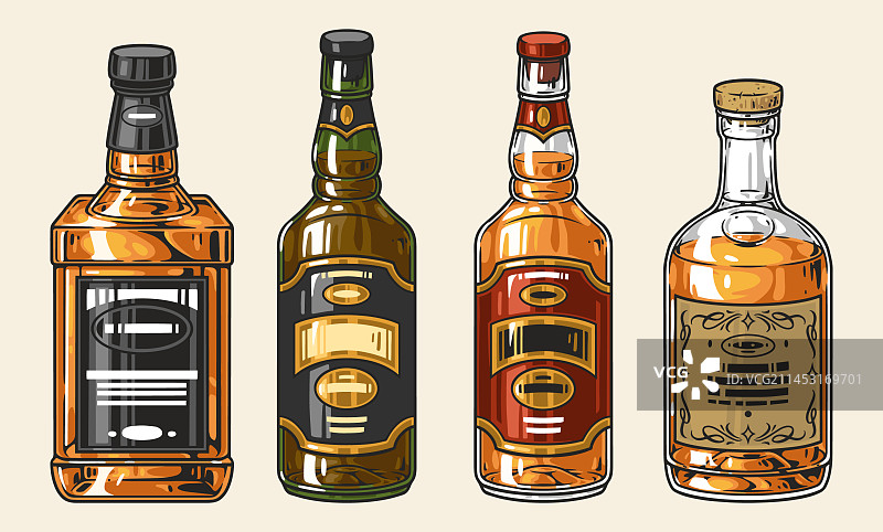 彩色酒精瓶套装logo图片素材