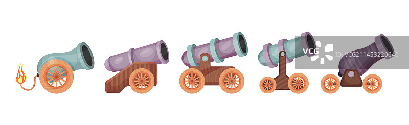 大炮和军事旧铁器武器套装图片素材