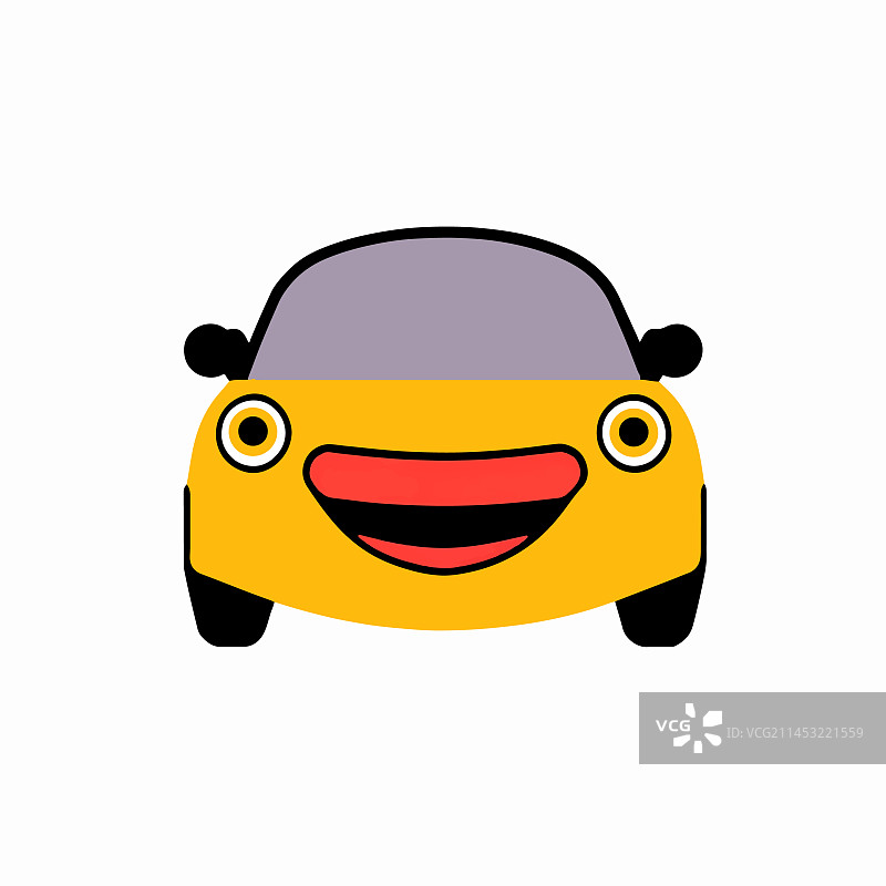白色背景上的汽车表情符号卡通脸图片素材