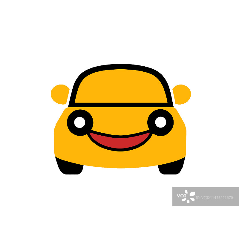 白色背景上的汽车表情符号卡通脸图片素材