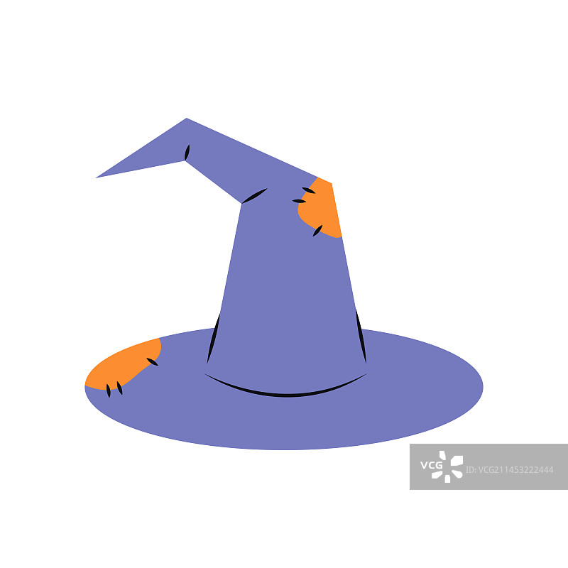 白色背景上的紫色旧女巫帽子图片素材