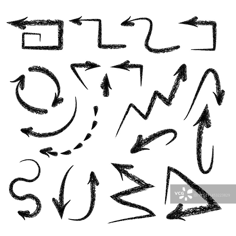 白色手绘箭头上的Grunge风格箭头图片素材