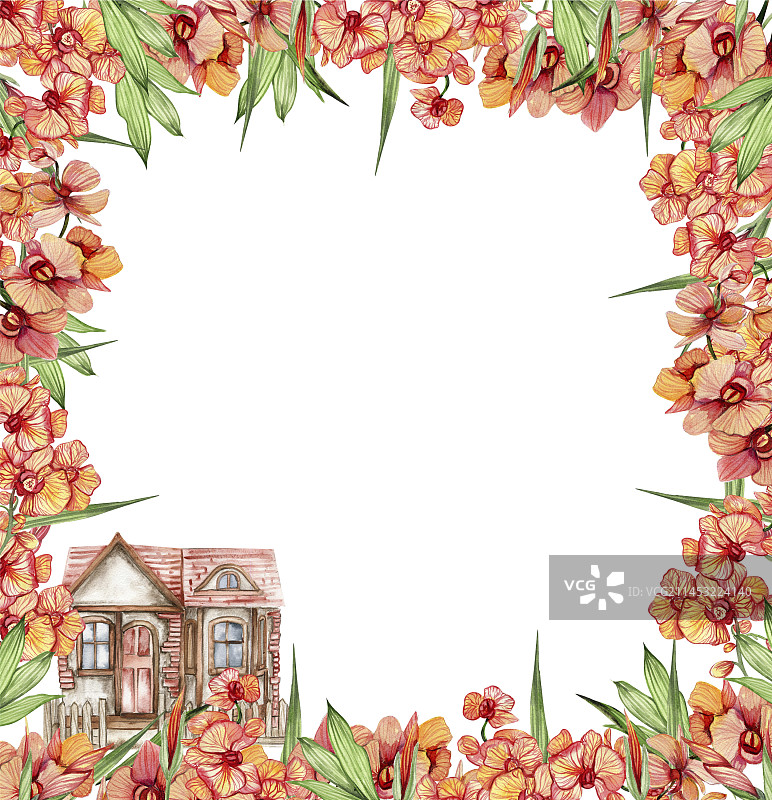 手绘水彩春季花园鲜花素材图片素材