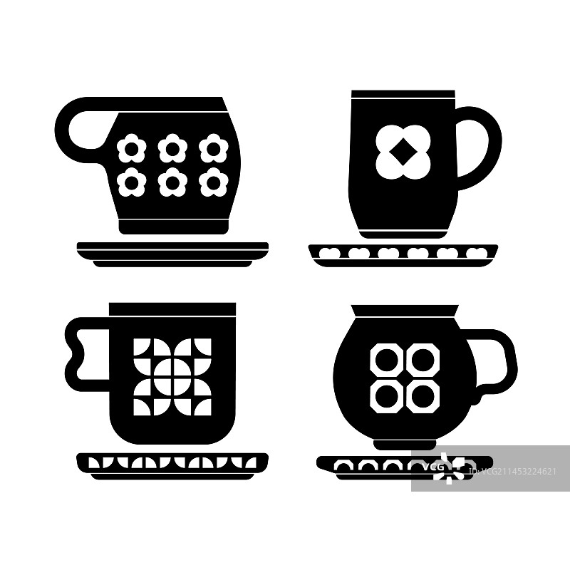 手绘咖啡杯轮廓图片素材