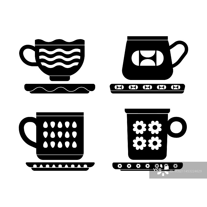 手绘咖啡杯轮廓图片素材