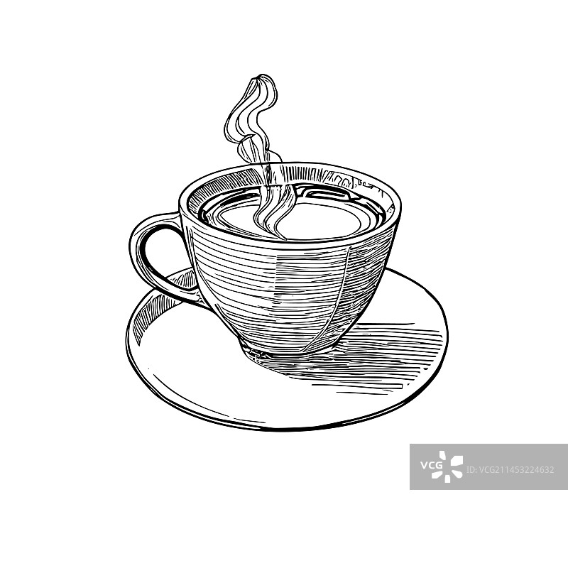 咖啡或茶水墨轮廓画图片素材