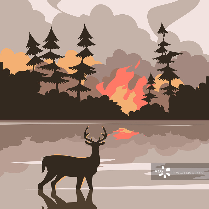 手绘野火图片素材