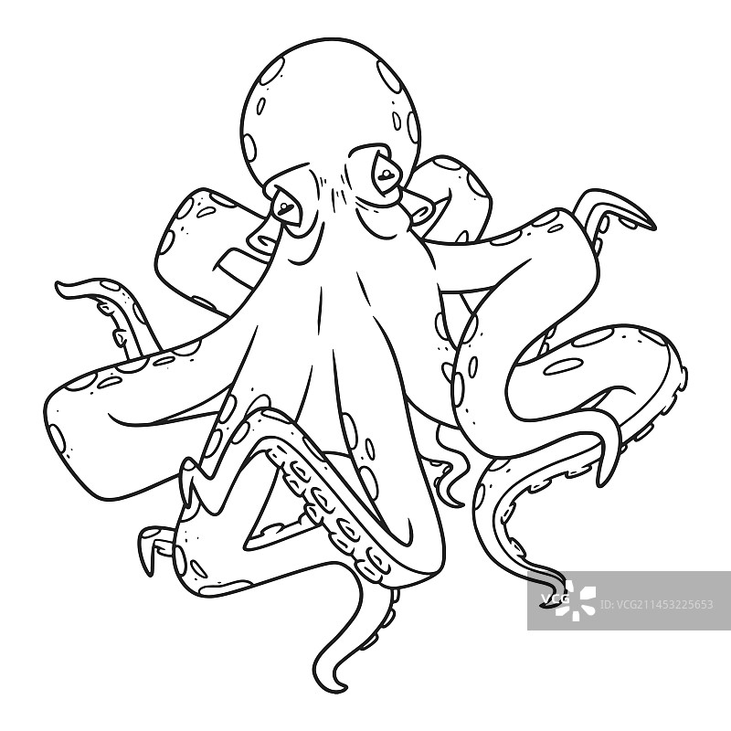 手绘章鱼轮廓图片素材