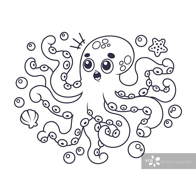 手绘章鱼轮廓图片素材