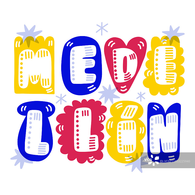 手绘麦德林文字图案图片素材