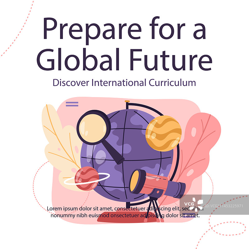 手绘国际学校模板图片素材