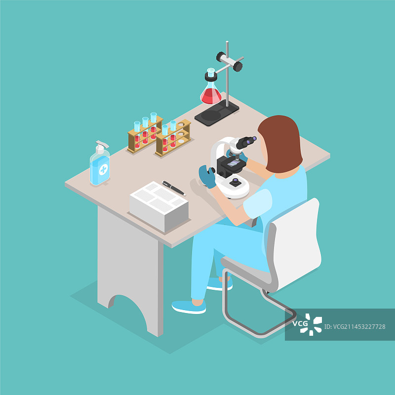 3D 2.5D扁平风格科学家图标图片素材