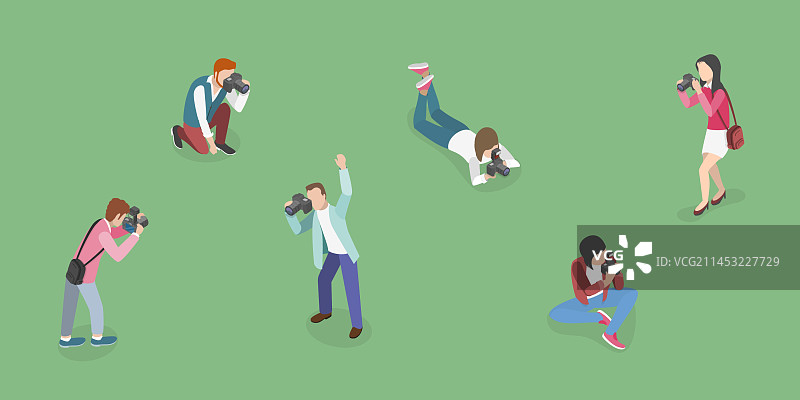 2.5D扁平风格的摄影师集合图片素材