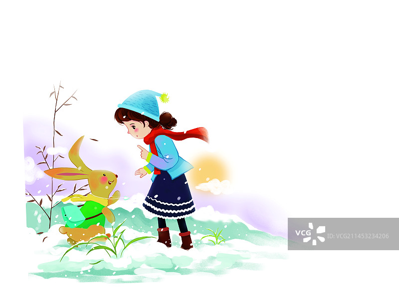 女孩 兔子图片素材