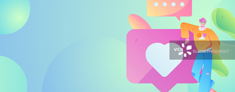 虚拟的人物社交沟通概念商业扁平矢量手绘插画图片素材