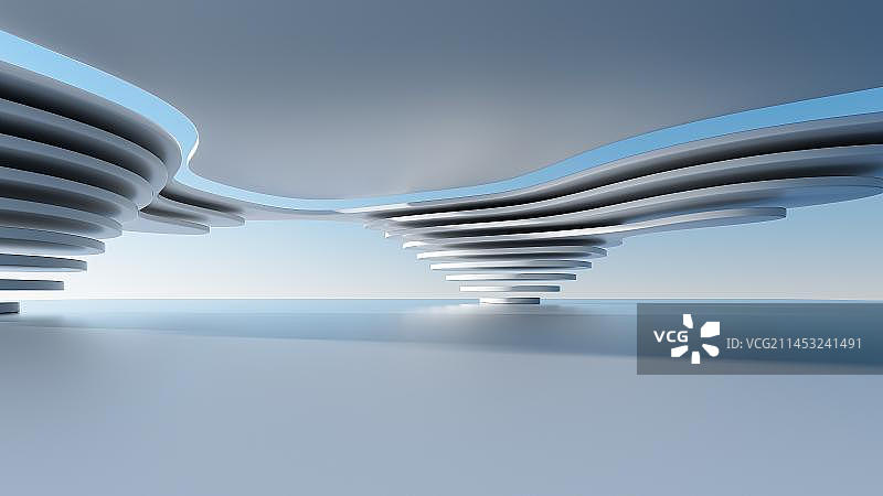 3D白色抽象建筑空间背景图片素材