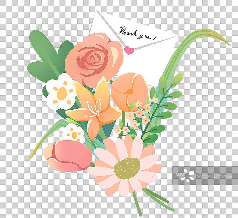 鲜花与信封图片素材