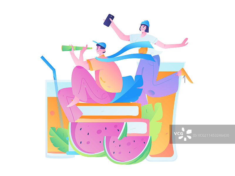 24节气大暑人物扁平矢量概念运营手绘插画图片素材