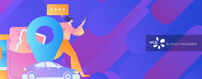 打车出行的人物扁平矢量概念运营手绘插画图片素材