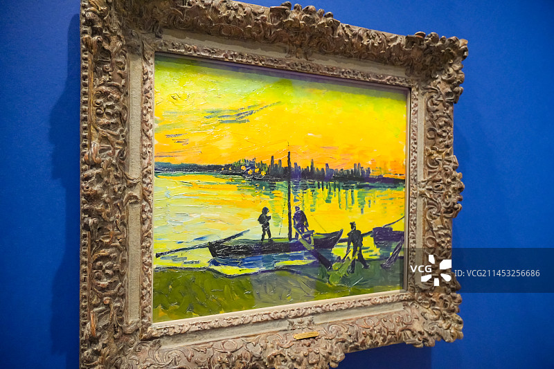 梵高油画作品《阿尔勒的装卸工》    上海“六百年之巨匠”展览图片素材