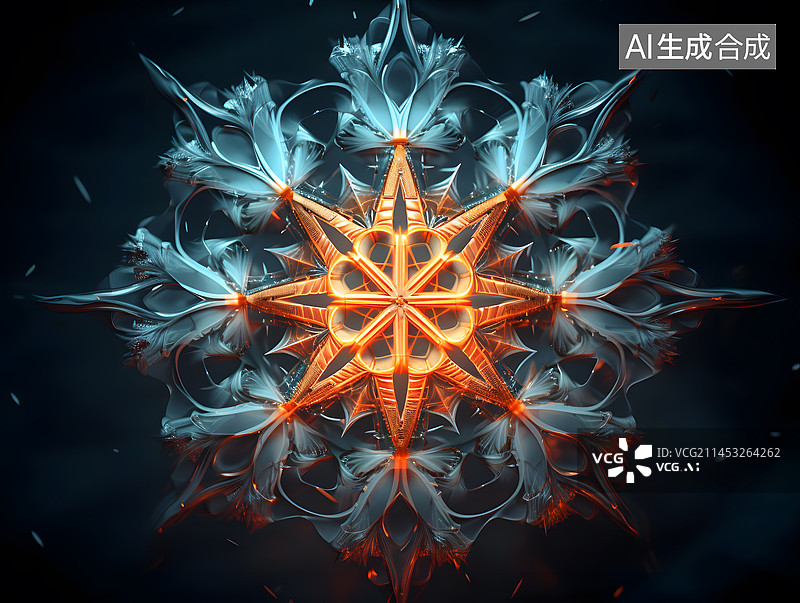 【AI数字艺术】分形雪花图片素材