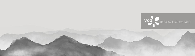 新中式水墨山水风景插画图片素材