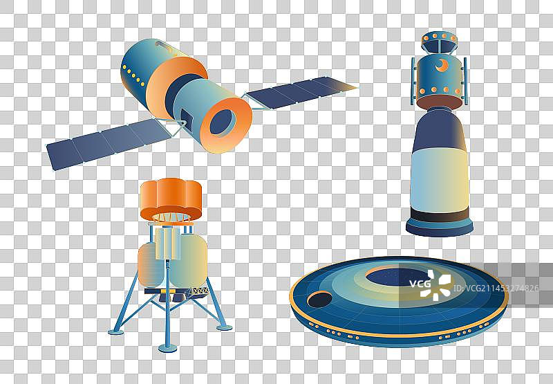 航空航天登月飞行器矢量免扣元素图片素材