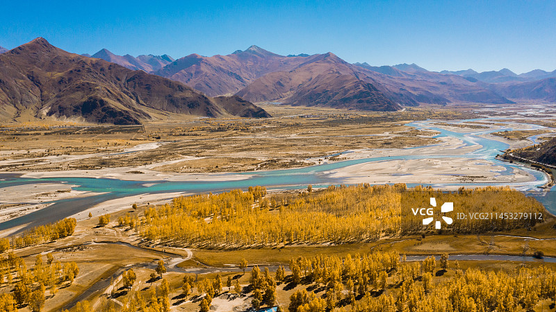 拉萨河秋色图片素材