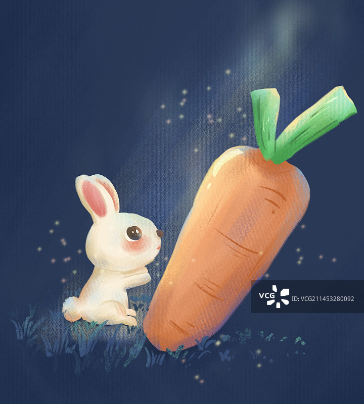 小白兔和它的萝卜图片素材