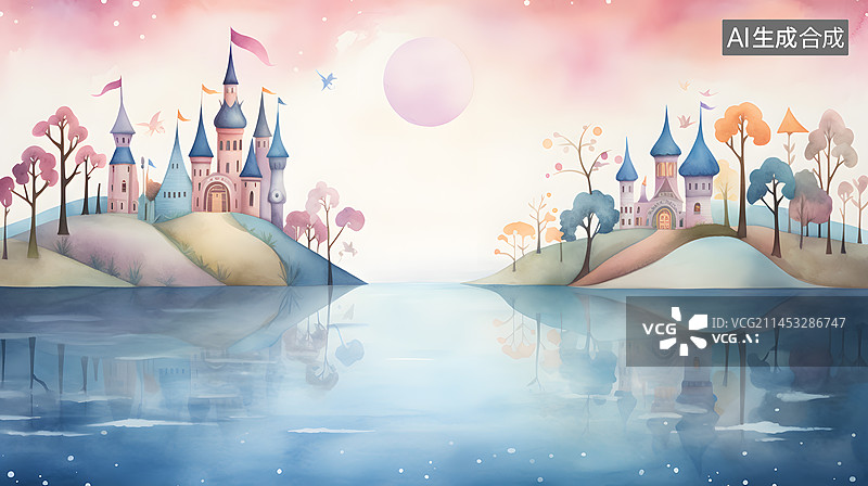 【AI数字艺术】梦幻城堡插画图片素材