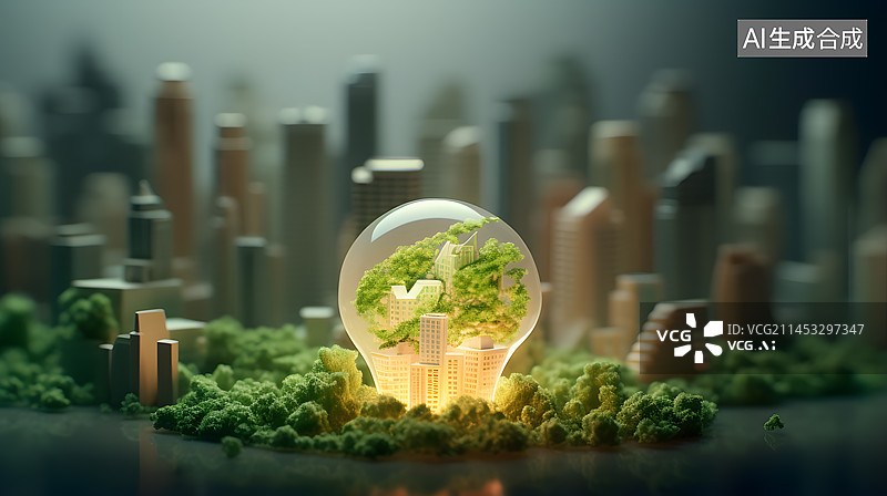 【AI数字艺术】环保主题灯泡图片素材