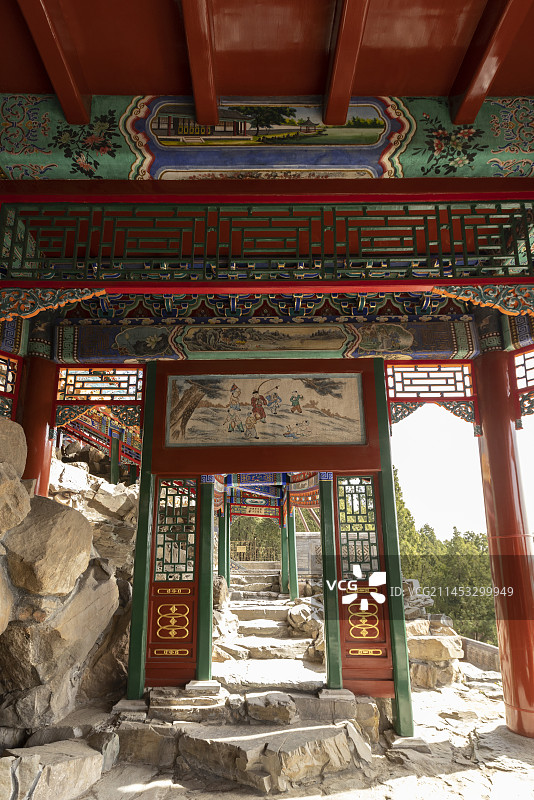 北京颐和园画中游爬山廊图片素材