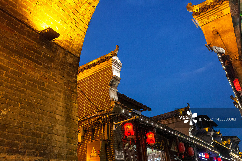 陕西石泉古城夜景图片素材