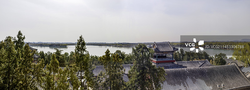 北京颐和园画中游远眺-昆明湖-听俪馆图片素材